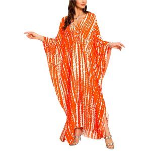 Oversized Maxi Kaftan Dress Bohemian Rayon Cover Up Loungewear Plus Size